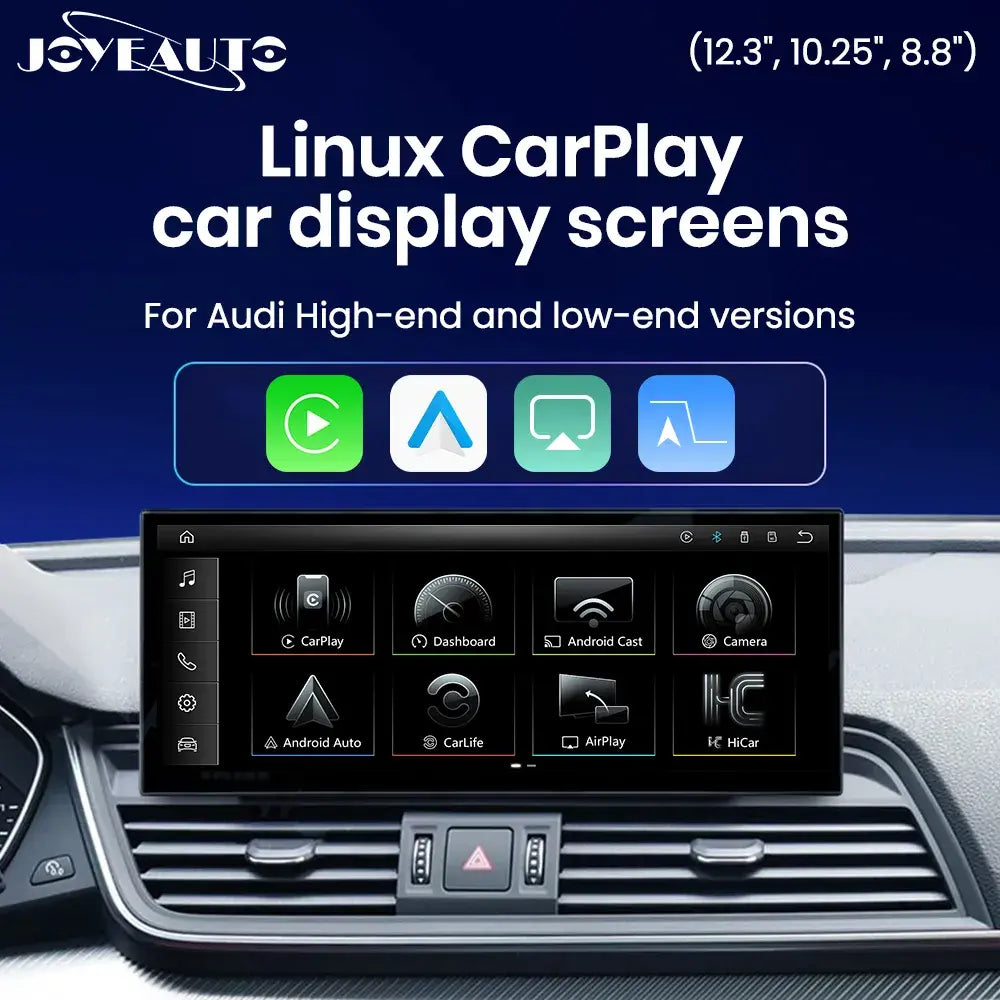 JoyeAuto Audi Linux Screen Upgrade with Wireless Apple CarPlay & Android Auto | 8.8" / 10.25" / 12.3" HD Touch Display
