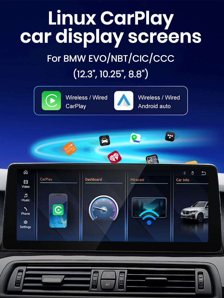 JoyeAuto BMW Linux Screen Upgrade with Wireless Apple CarPlay & Android Auto | 8.8" / 10.25" / 12.3" HD Touch Display