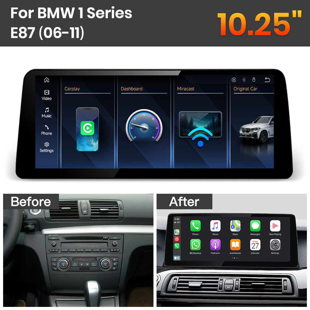 JoyeAuto BMW Linux Screen Upgrade with Wireless Apple CarPlay & Android Auto | 8.8" / 10.25" / 12.3" HD Touch Display