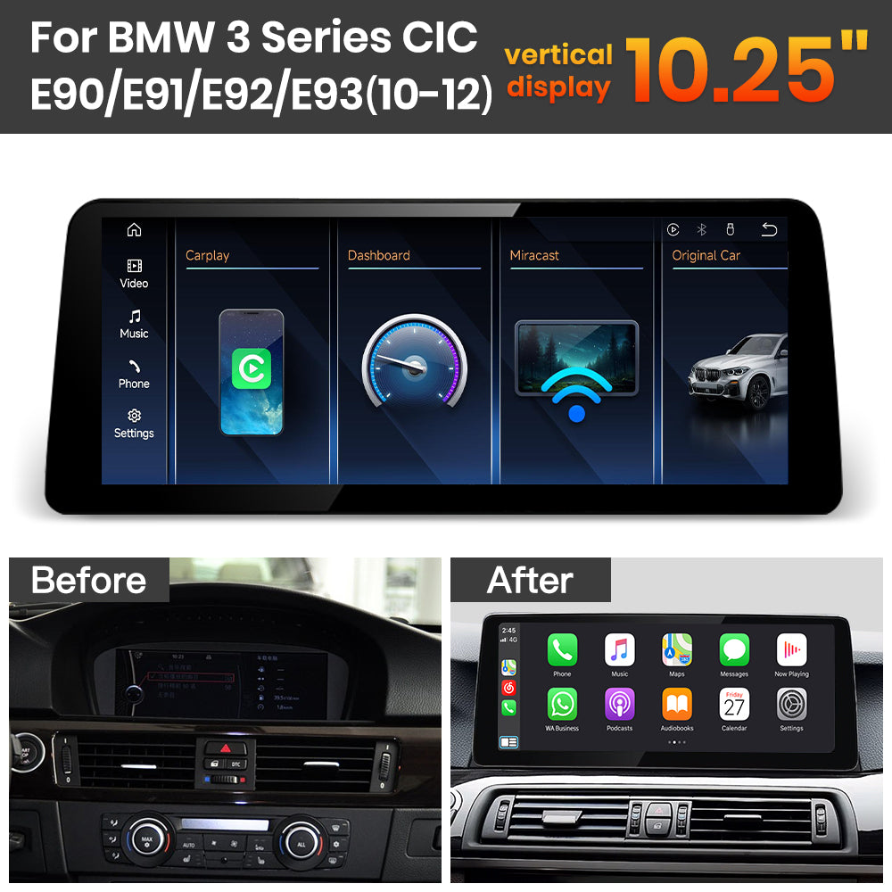 JoyeAuto BMW Linux Screen Upgrade with Wireless Apple CarPlay & Android Auto | 8.8" / 10.25" / 12.3" HD Touch Display