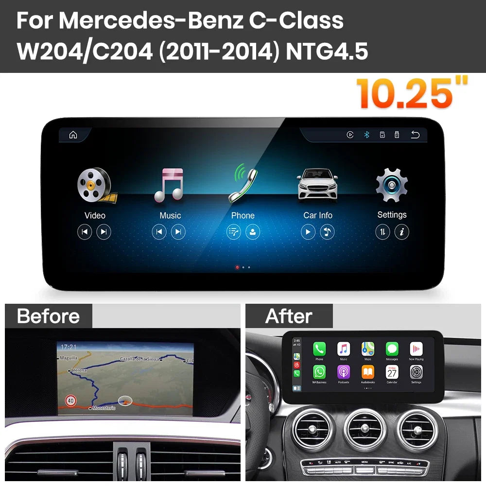 JoyeAuto Mercedes-Benz Linux Screen Upgrade with Wireless Apple CarPlay & Android Auto | 10.25 / 12.3 HD Touch Display
