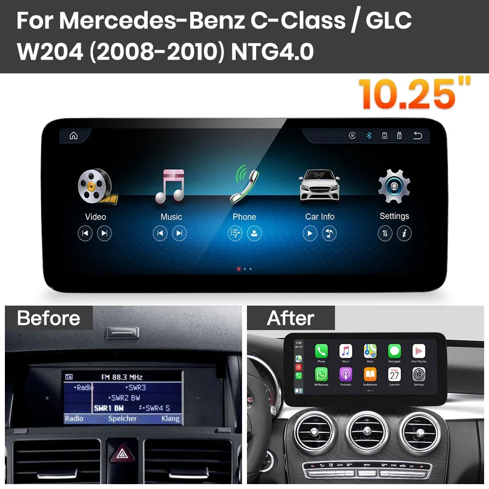 JoyeAuto Mercedes-Benz Linux Screen Upgrade with Wireless Apple CarPlay & Android Auto | 10.25 / 12.3 HD Touch Display