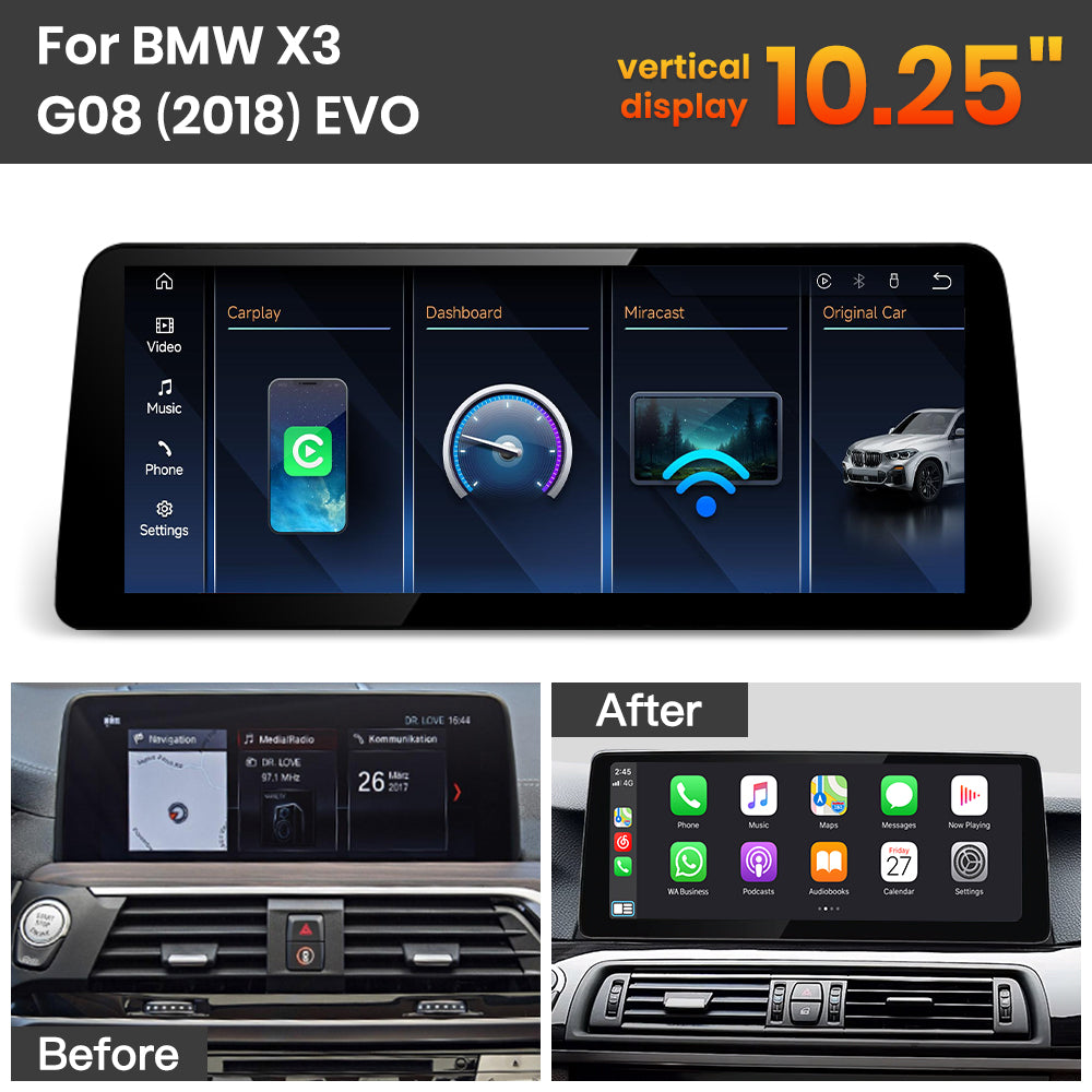 JoyeAuto BMW Linux Screen Upgrade with Wireless Apple CarPlay & Android Auto | 8.8" / 10.25" / 12.3" HD Touch Display