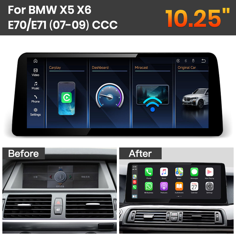JoyeAuto BMW Linux Screen Upgrade with Wireless Apple CarPlay & Android Auto | 8.8" / 10.25" / 12.3" HD Touch Display