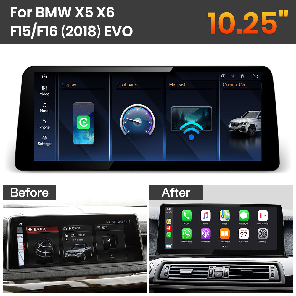 JoyeAuto BMW Linux Screen Upgrade with Wireless Apple CarPlay & Android Auto | 8.8" / 10.25" / 12.3" HD Touch Display