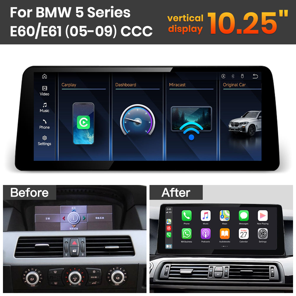 JoyeAuto BMW Linux Screen Upgrade with Wireless Apple CarPlay & Android Auto | 8.8" / 10.25" / 12.3" HD Touch Display