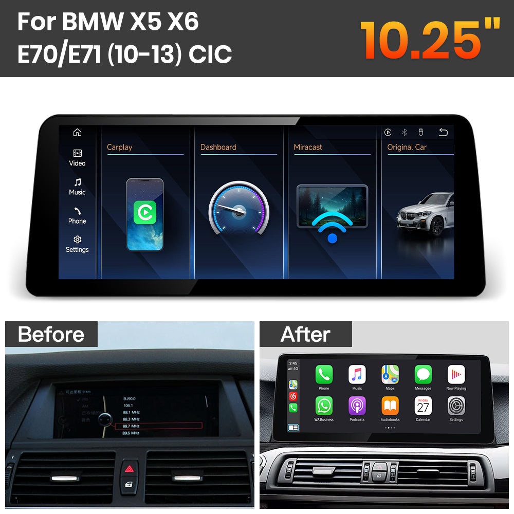 JoyeAuto BMW Linux Screen Upgrade with Wireless Apple CarPlay & Android Auto | 8.8" / 10.25" / 12.3" HD Touch Display