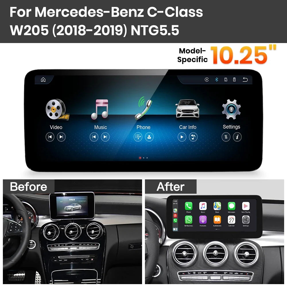 JoyeAuto Mercedes-Benz Linux Screen Upgrade with Wireless Apple CarPlay & Android Auto | 10.25 / 12.3 HD Touch Display