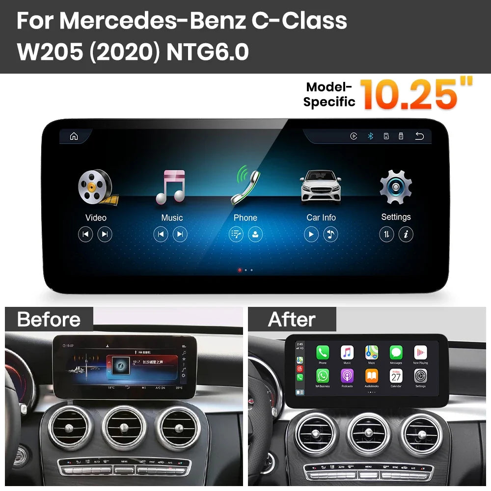 JoyeAuto Mercedes-Benz Linux Screen Upgrade with Wireless Apple CarPlay & Android Auto | 10.25 / 12.3 HD Touch Display