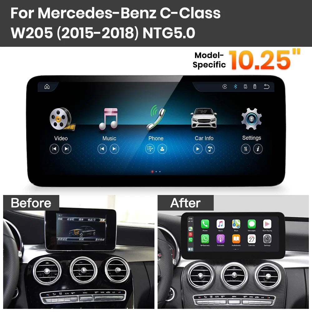 JoyeAuto Mercedes-Benz Linux Screen Upgrade with Wireless Apple CarPlay & Android Auto | 10.25 / 12.3 HD Touch Display