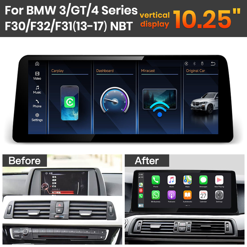 JoyeAuto BMW Linux Screen Upgrade with Wireless Apple CarPlay & Android Auto | 8.8" / 10.25" / 12.3" HD Touch Display