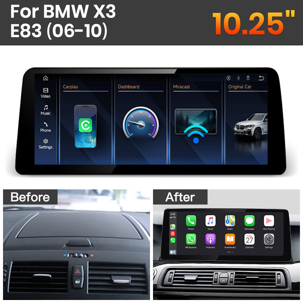 JoyeAuto BMW Linux Screen Upgrade with Wireless Apple CarPlay & Android Auto | 8.8" / 10.25" / 12.3" HD Touch Display