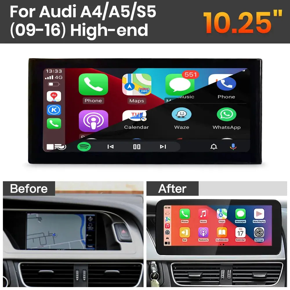 JoyeAuto Audi Linux Screen Upgrade with Wireless Apple CarPlay & Android Auto | 8.8" / 10.25" / 12.3" HD Touch Display