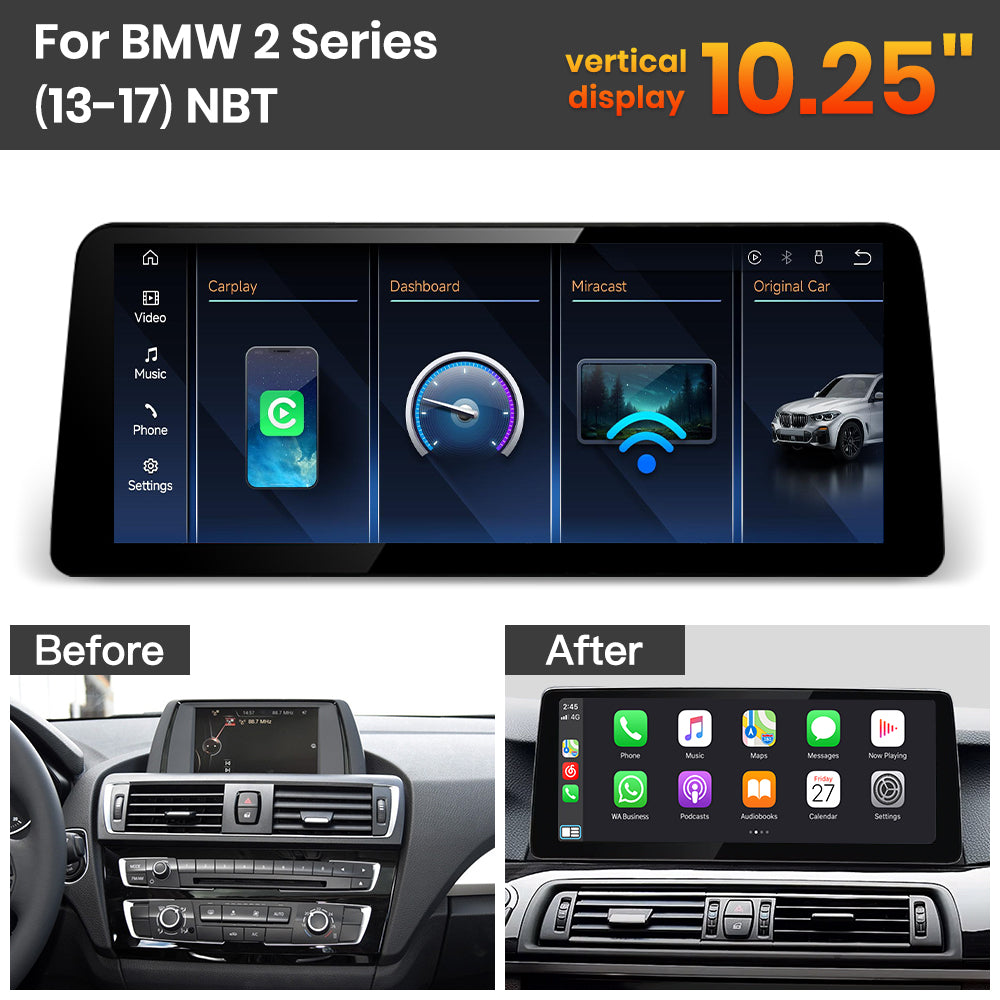 JoyeAuto BMW Linux Screen Upgrade with Wireless Apple CarPlay & Android Auto | 8.8" / 10.25" / 12.3" HD Touch Display