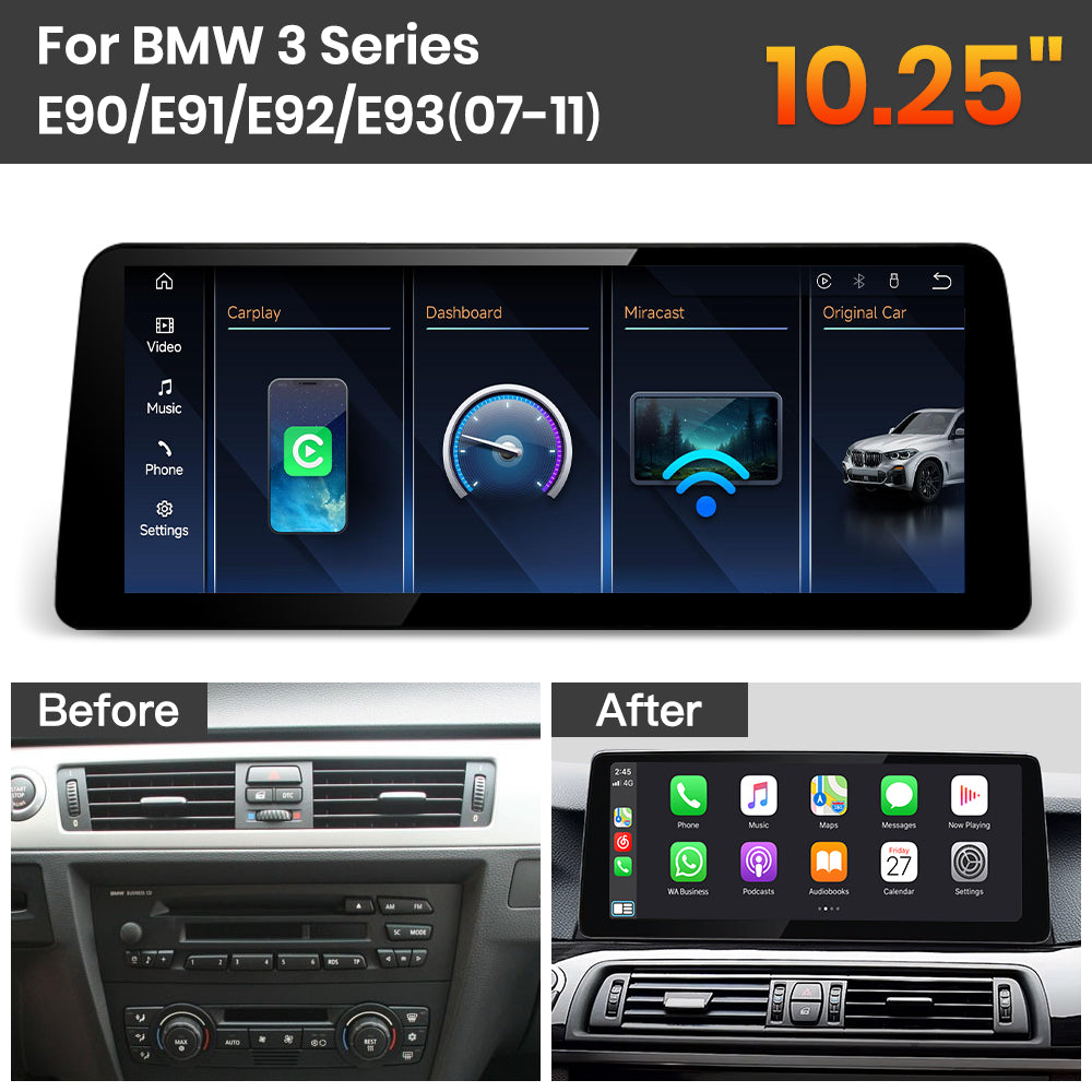 JoyeAuto BMW Linux Screen Upgrade with Wireless Apple CarPlay & Android Auto | 8.8" / 10.25" / 12.3" HD Touch Display