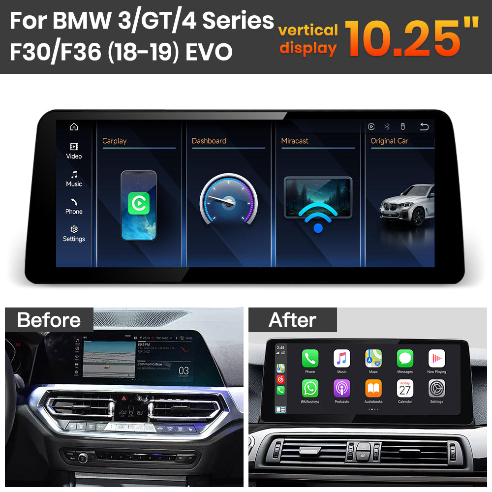 JoyeAuto BMW Linux Screen Upgrade with Wireless Apple CarPlay & Android Auto | 8.8" / 10.25" / 12.3" HD Touch Display