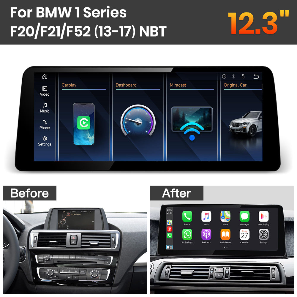 JoyeAuto BMW Linux Screen Upgrade with Wireless Apple CarPlay & Android Auto | 8.8" / 10.25" / 12.3" HD Touch Display