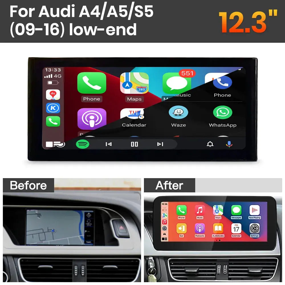 JoyeAuto Audi Linux Screen Upgrade with Wireless Apple CarPlay & Android Auto | 8.8" / 10.25" / 12.3" HD Touch Display