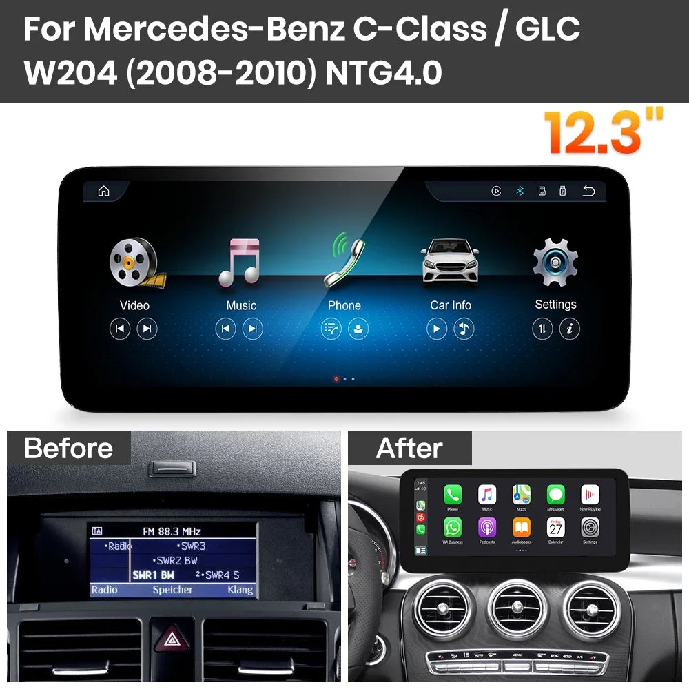 JoyeAuto Mercedes-Benz Linux Screen Upgrade with Wireless Apple CarPlay & Android Auto | 10.25 / 12.3 HD Touch Display