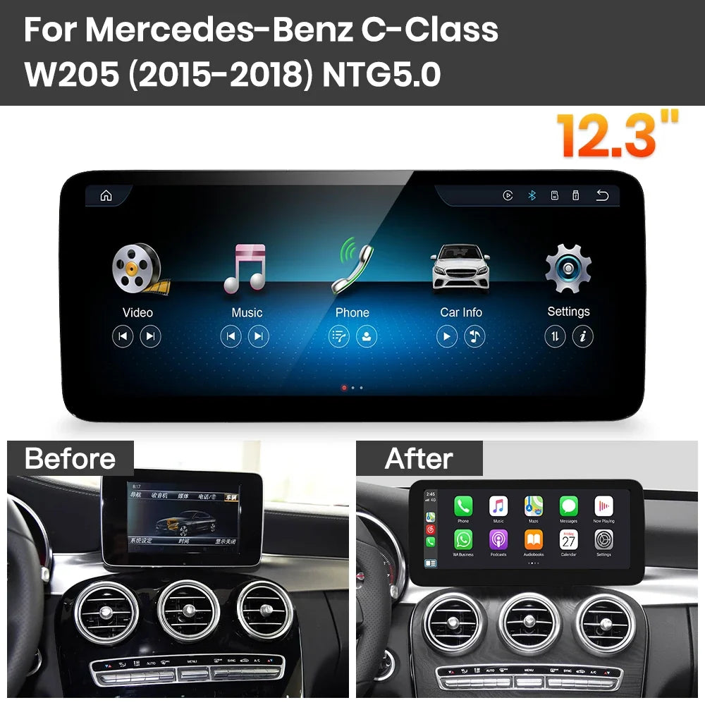 JoyeAuto Mercedes-Benz Linux Screen Upgrade with Wireless Apple CarPlay & Android Auto | 10.25 / 12.3 HD Touch Display