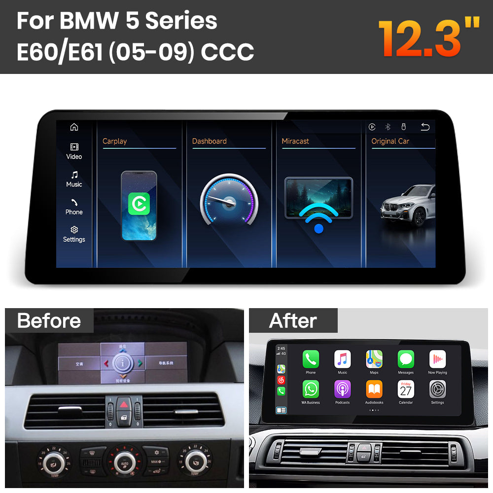 JoyeAuto BMW Linux Screen Upgrade with Wireless Apple CarPlay & Android Auto | 8.8" / 10.25" / 12.3" HD Touch Display