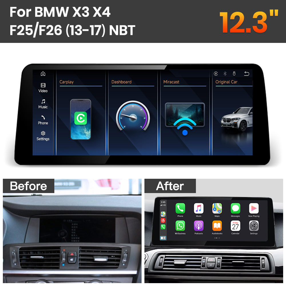 JoyeAuto BMW Linux Screen Upgrade with Wireless Apple CarPlay & Android Auto | 8.8" / 10.25" / 12.3" HD Touch Display