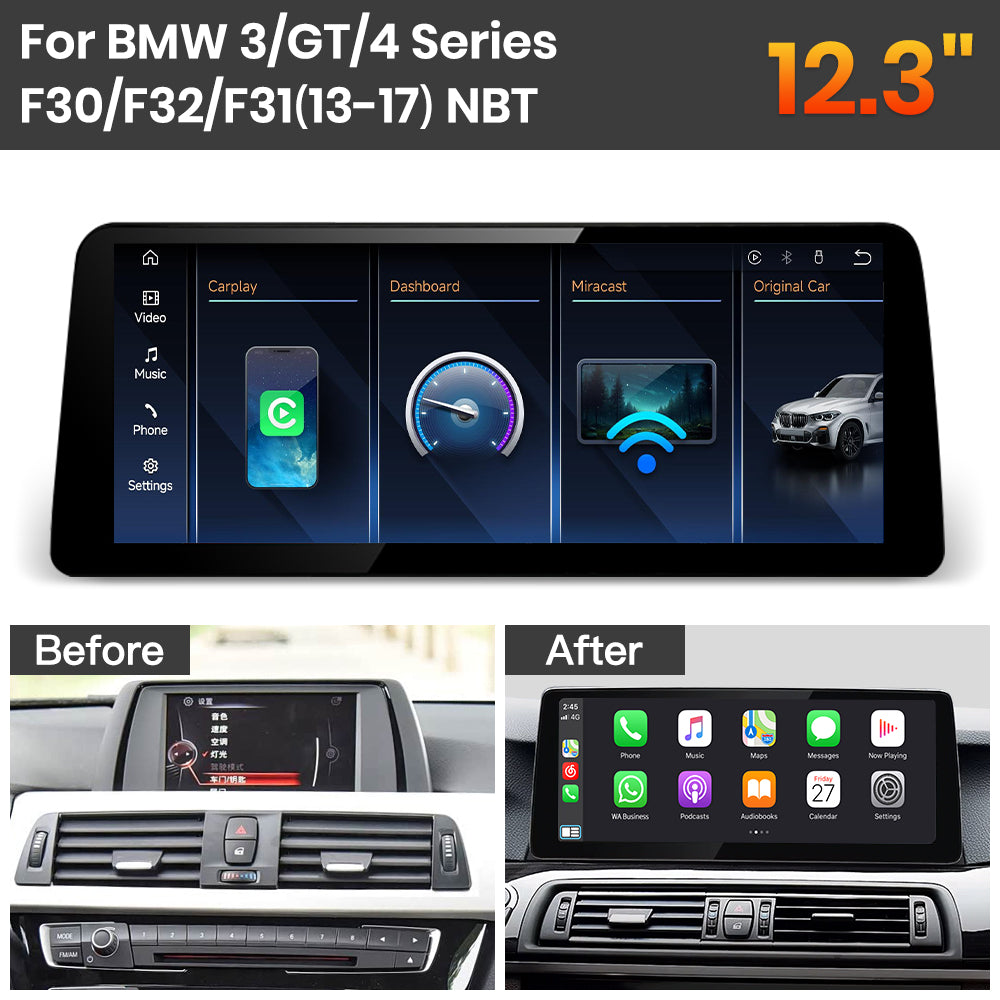 JoyeAuto BMW Linux Screen Upgrade with Wireless Apple CarPlay & Android Auto | 8.8" / 10.25" / 12.3" HD Touch Display