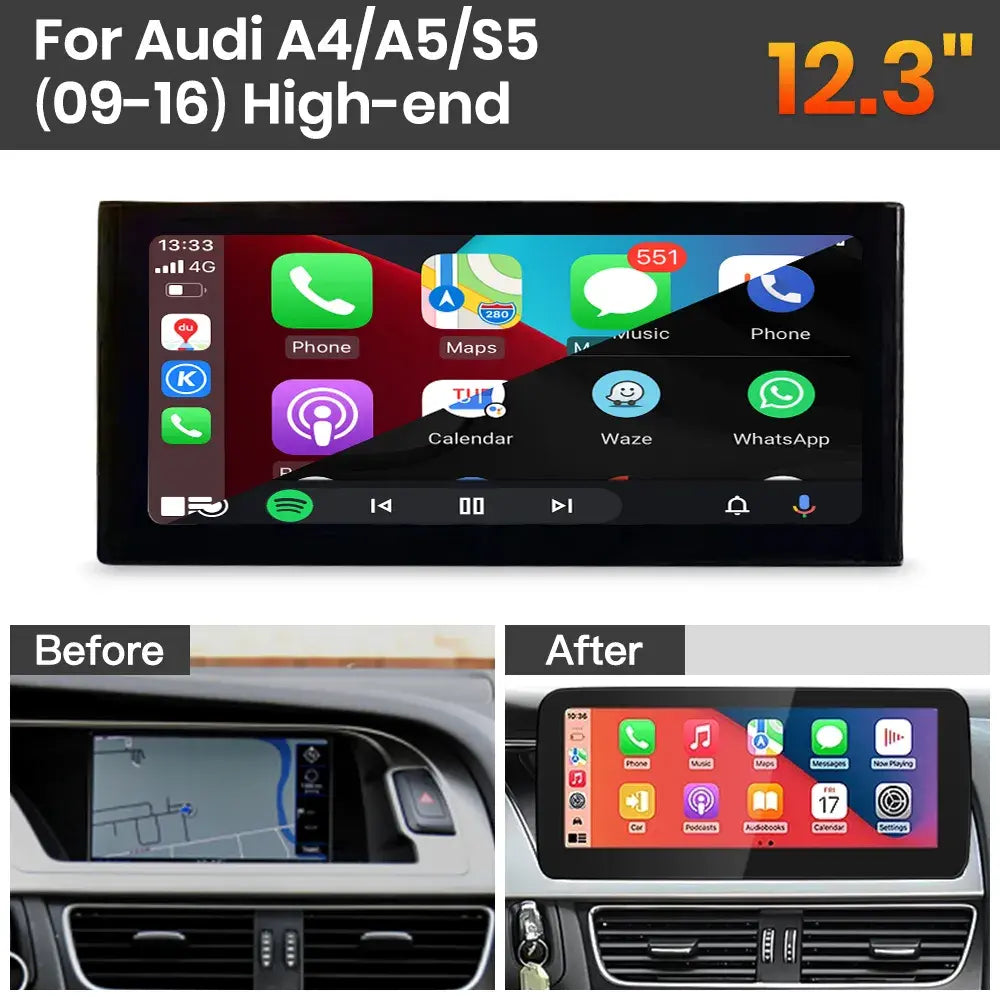 JoyeAuto Audi Linux Screen Upgrade with Wireless Apple CarPlay & Android Auto | 8.8" / 10.25" / 12.3" HD Touch Display