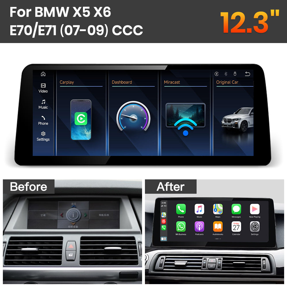 JoyeAuto BMW Linux Screen Upgrade with Wireless Apple CarPlay & Android Auto | 8.8" / 10.25" / 12.3" HD Touch Display