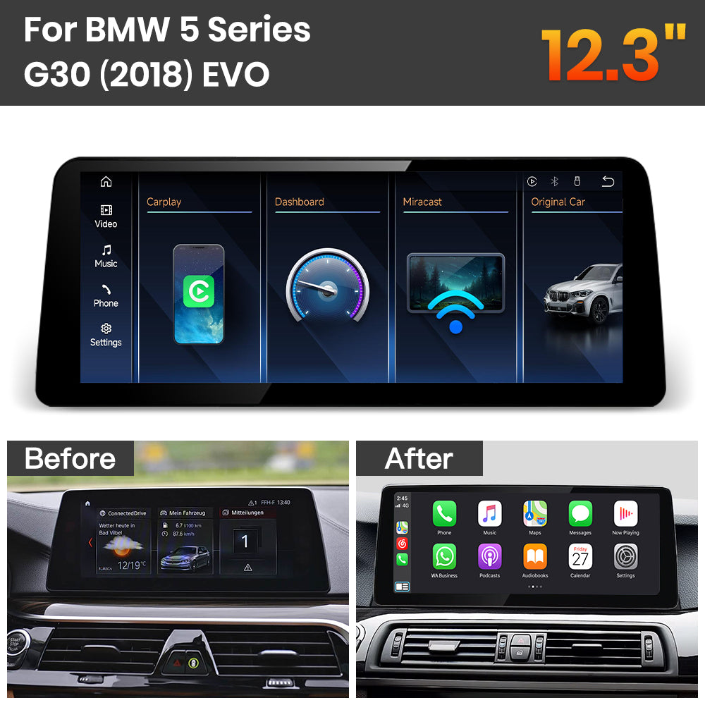JoyeAuto BMW Linux Screen Upgrade with Wireless Apple CarPlay & Android Auto | 8.8" / 10.25" / 12.3" HD Touch Display