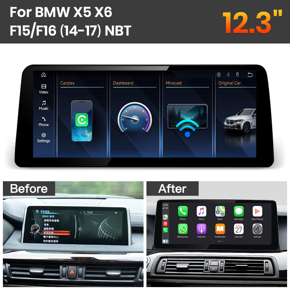 JoyeAuto BMW Linux Screen Upgrade with Wireless Apple CarPlay & Android Auto | 8.8" / 10.25" / 12.3" HD Touch Display