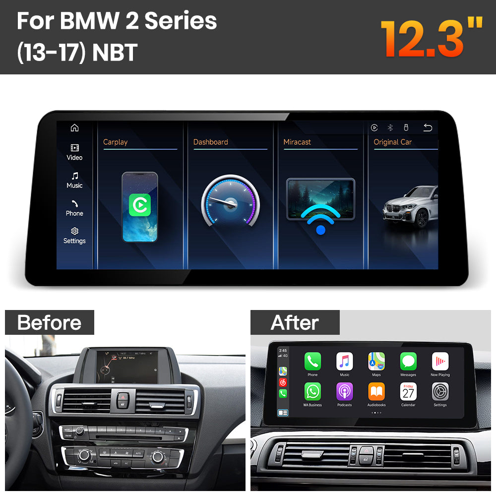 JoyeAuto BMW Linux Screen Upgrade with Wireless Apple CarPlay & Android Auto | 8.8" / 10.25" / 12.3" HD Touch Display