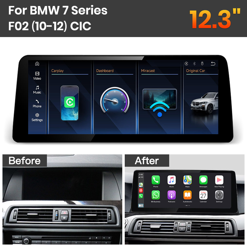 JoyeAuto BMW Linux Screen Upgrade with Wireless Apple CarPlay & Android Auto | 8.8" / 10.25" / 12.3" HD Touch Display