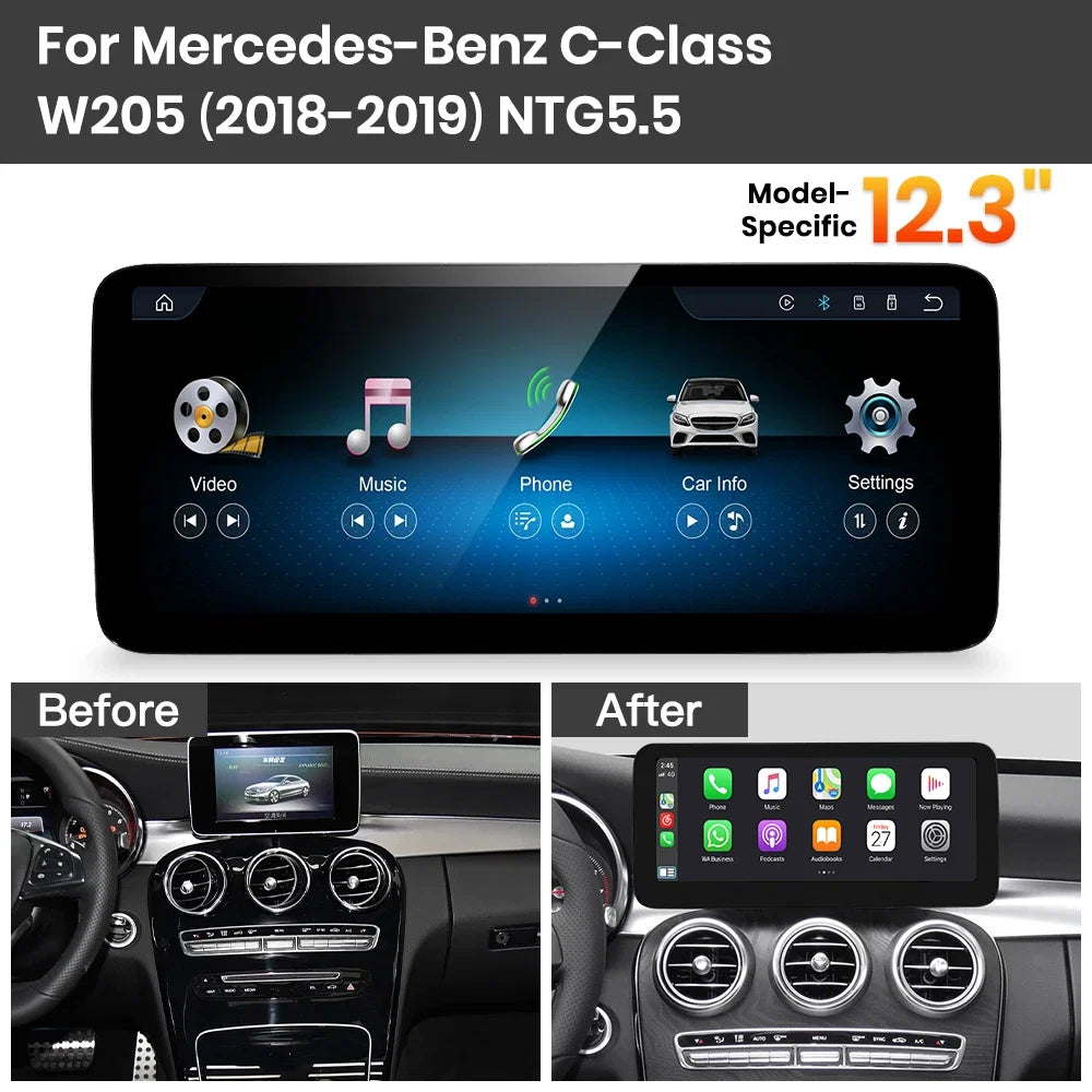 JoyeAuto Mercedes-Benz Linux Screen Upgrade with Wireless Apple CarPlay & Android Auto | 10.25 / 12.3 HD Touch Display