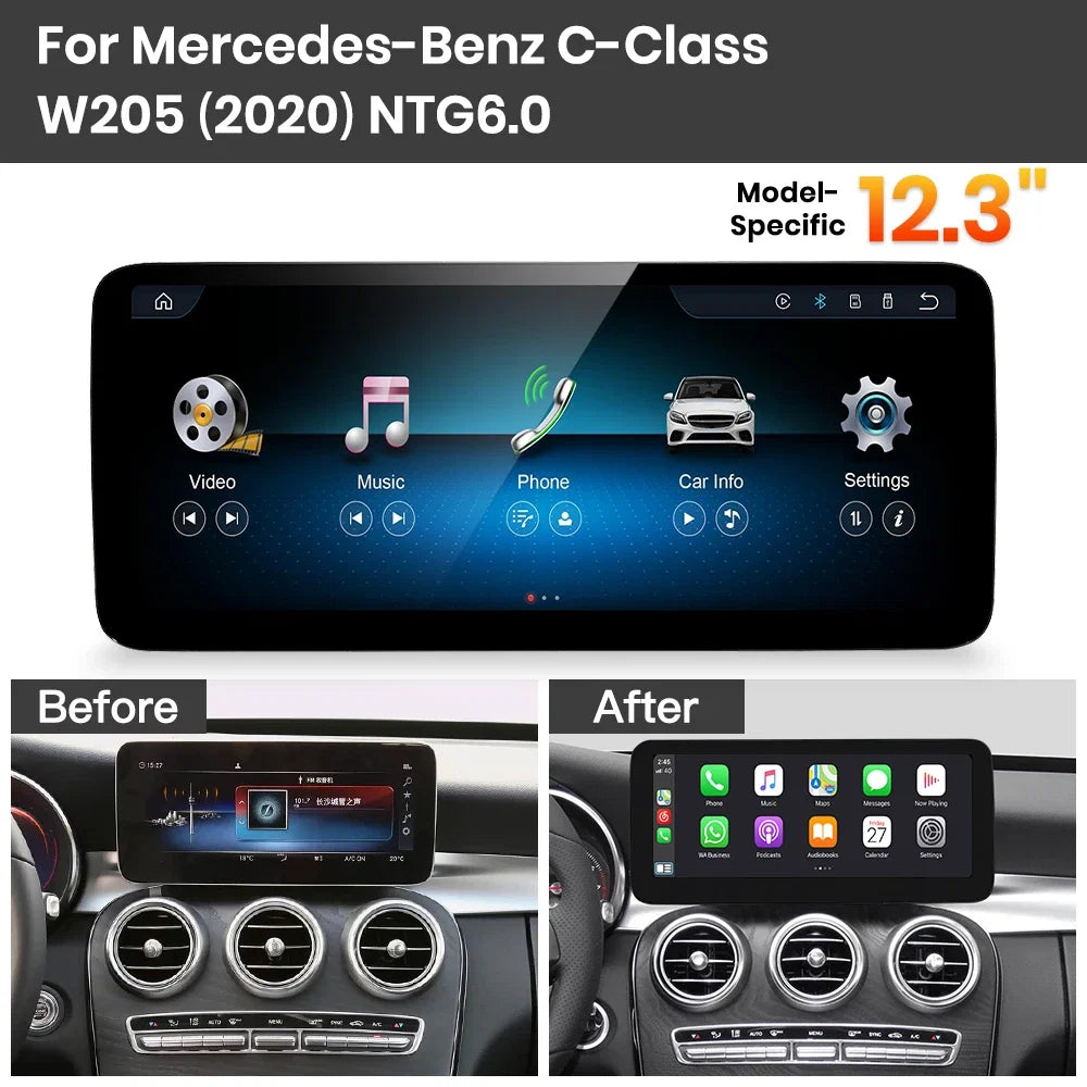 JoyeAuto Mercedes-Benz Linux Screen Upgrade with Wireless Apple CarPlay & Android Auto | 10.25 / 12.3 HD Touch Display