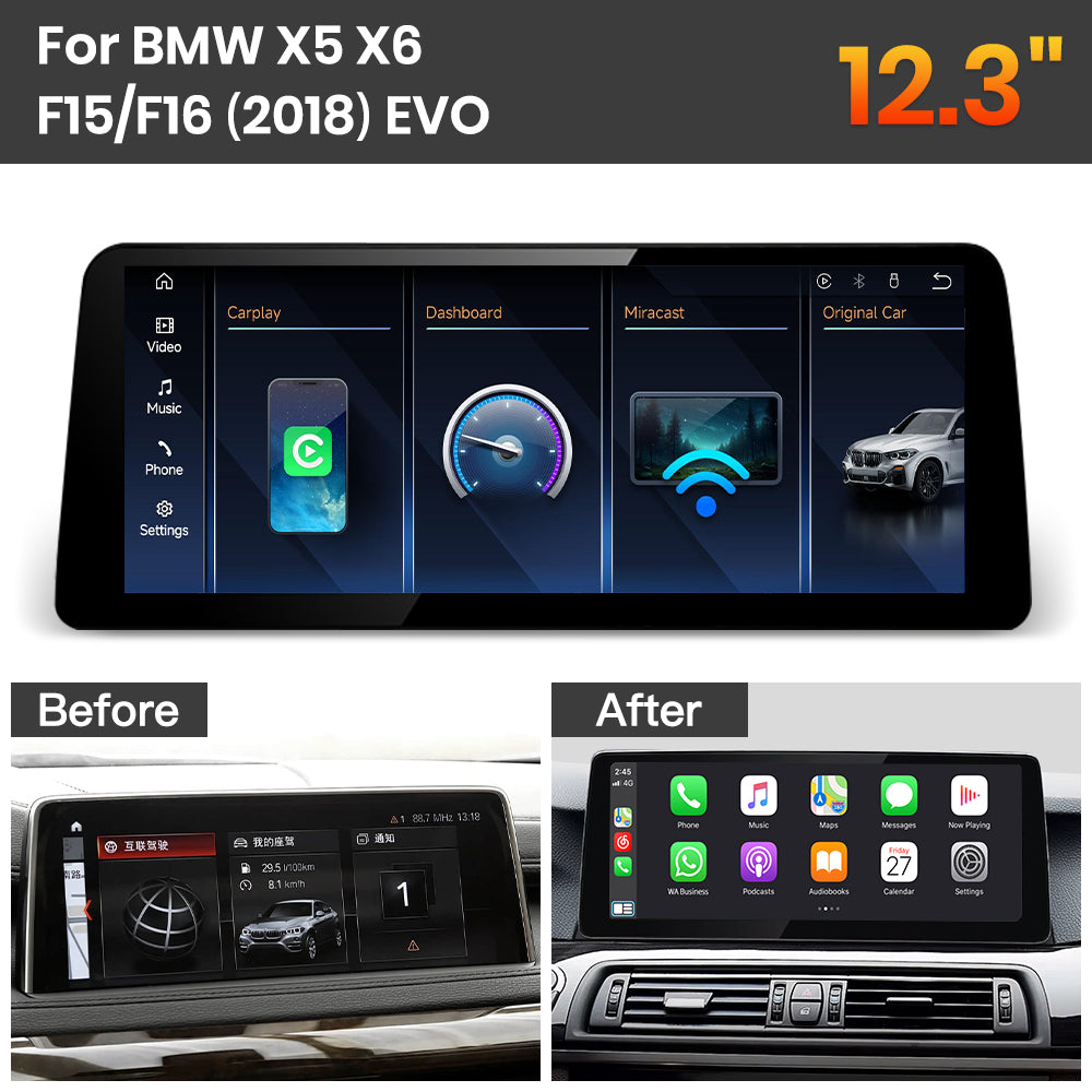 JoyeAuto BMW Linux Screen Upgrade with Wireless Apple CarPlay & Android Auto | 8.8" / 10.25" / 12.3" HD Touch Display