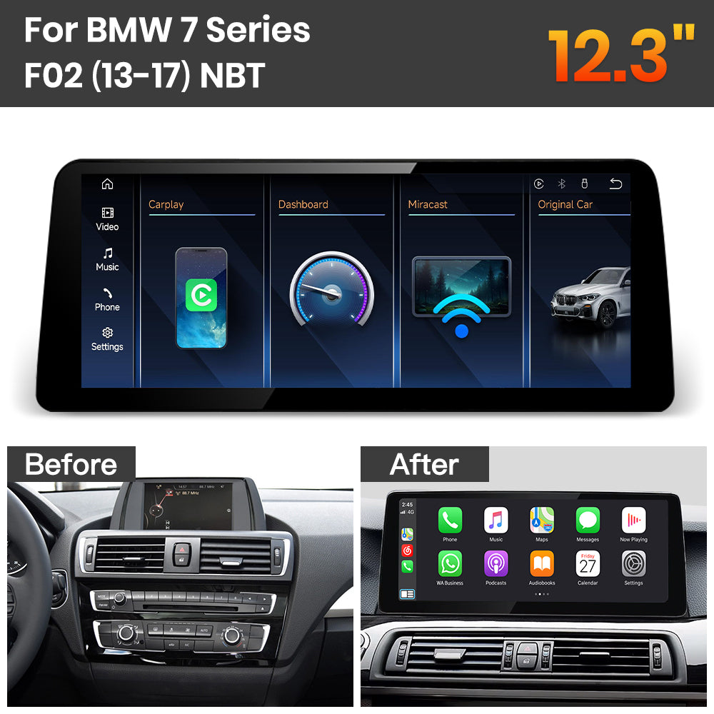 JoyeAuto BMW Linux Screen Upgrade with Wireless Apple CarPlay & Android Auto | 8.8" / 10.25" / 12.3" HD Touch Display