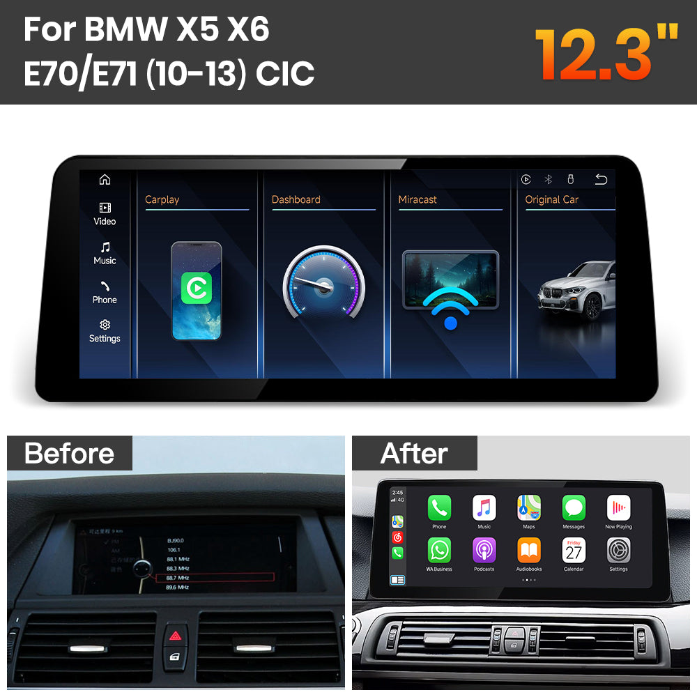 JoyeAuto BMW Linux Screen Upgrade with Wireless Apple CarPlay & Android Auto | 8.8" / 10.25" / 12.3" HD Touch Display