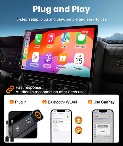 MMB Mini Max Wired to Wireless Bluetooth WiFi CarPlay Android Auto Adapter