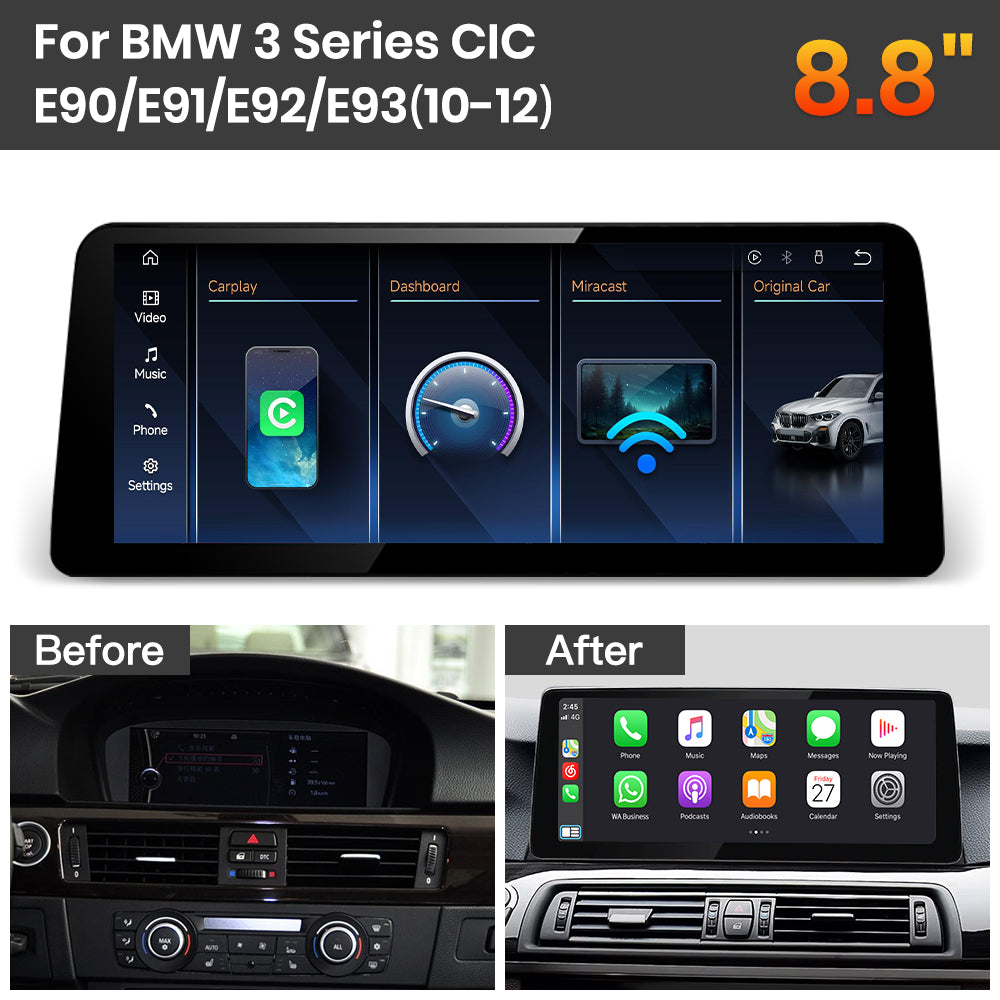 JoyeAuto BMW Linux Screen Upgrade with Wireless Apple CarPlay & Android Auto | 8.8" / 10.25" / 12.3" HD Touch Display