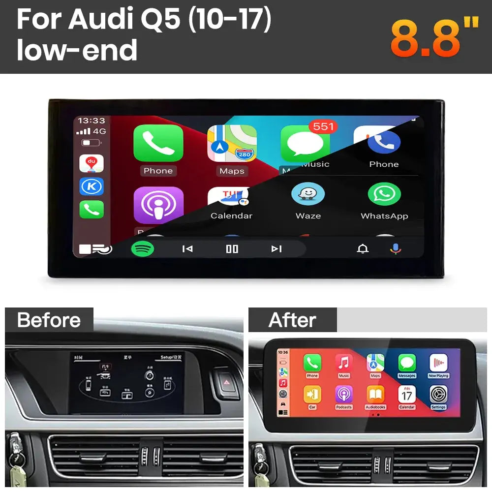 JoyeAuto Audi Linux Screen Upgrade with Wireless Apple CarPlay & Android Auto | 8.8" / 10.25" / 12.3" HD Touch Display
