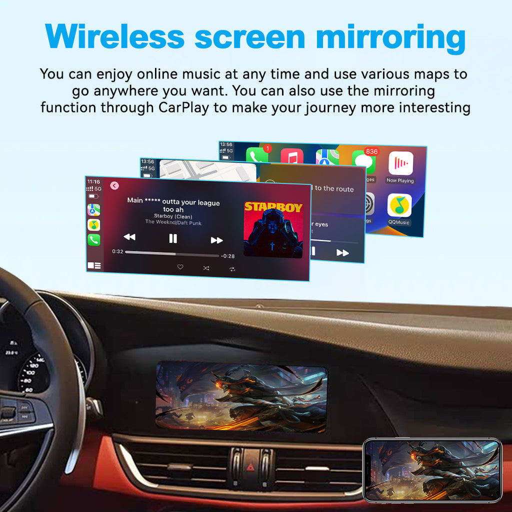 Wireless Apple CarPlay Android Auto Interface for Alfa Romeo Giulia Stelvio 2017-2020 | AirPlay iOS Android Mirror Link Plug & Play Retrofit(WZAF-1)