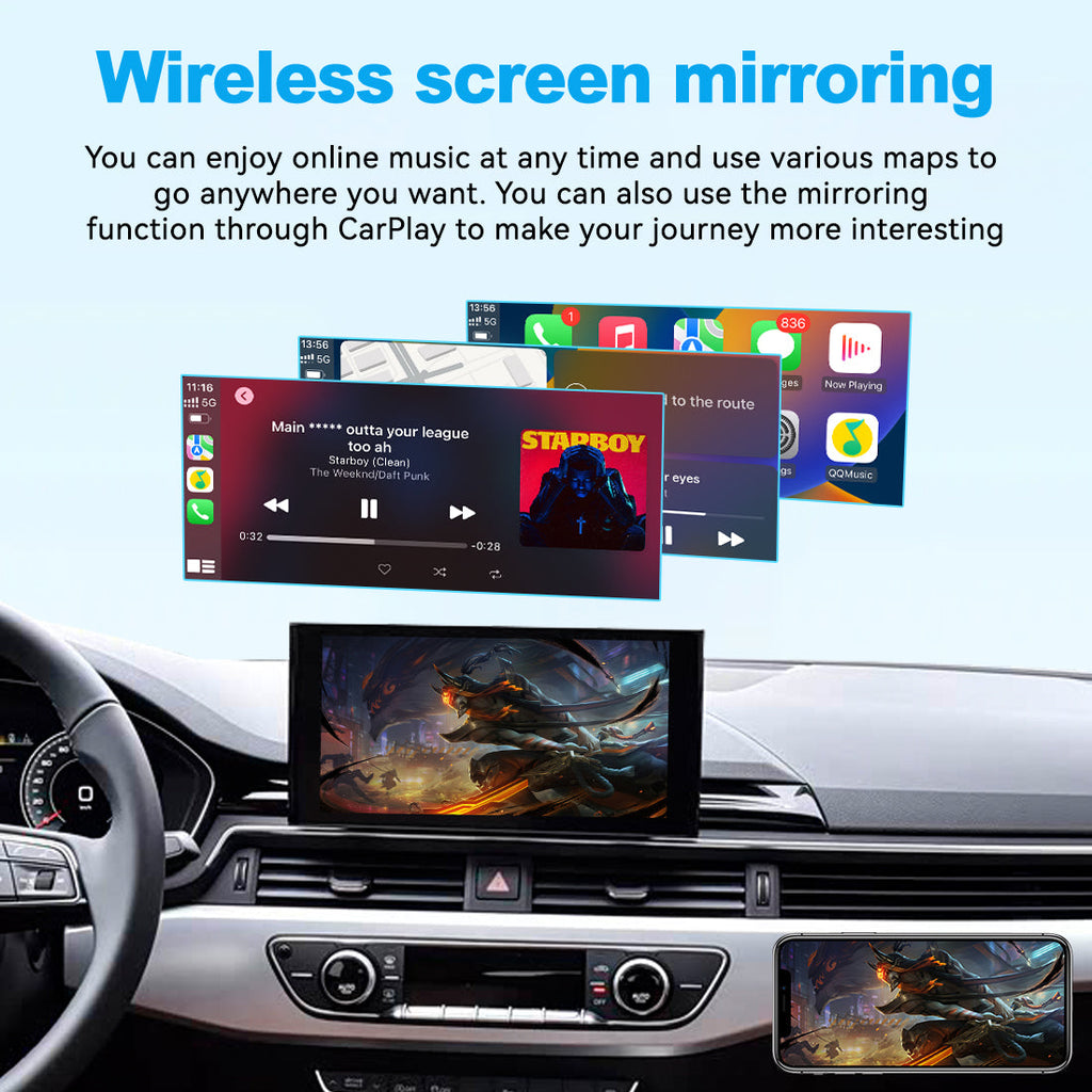 Wireless Apple CarPlay Android Auto Interface for Audi MIB3 2021-2023 | A1 A3 A4 A5 Q3 Q4 Q5 AirPlay HiCar iOS Mirror Link Retrofit(WZAU-7)