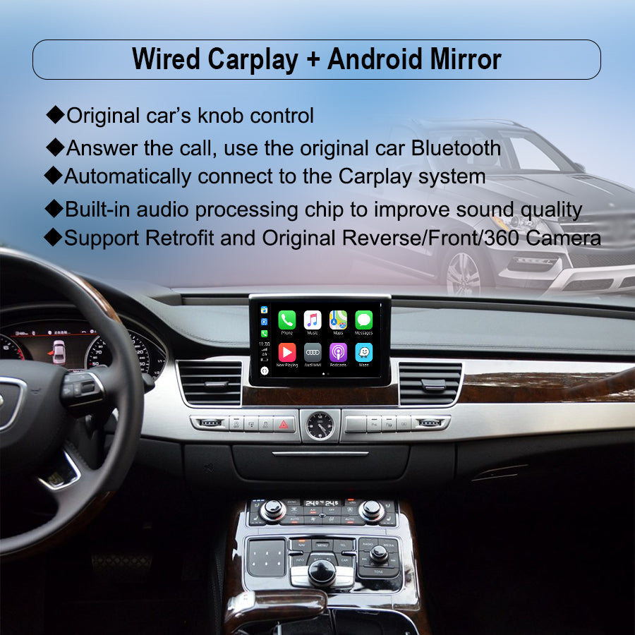 Wireless Apple CarPlay Interface for Audi A8 MMI 3G (2012-2017) – Android Auto AirPlay Retrofit with Camera(WJAU-4-1)