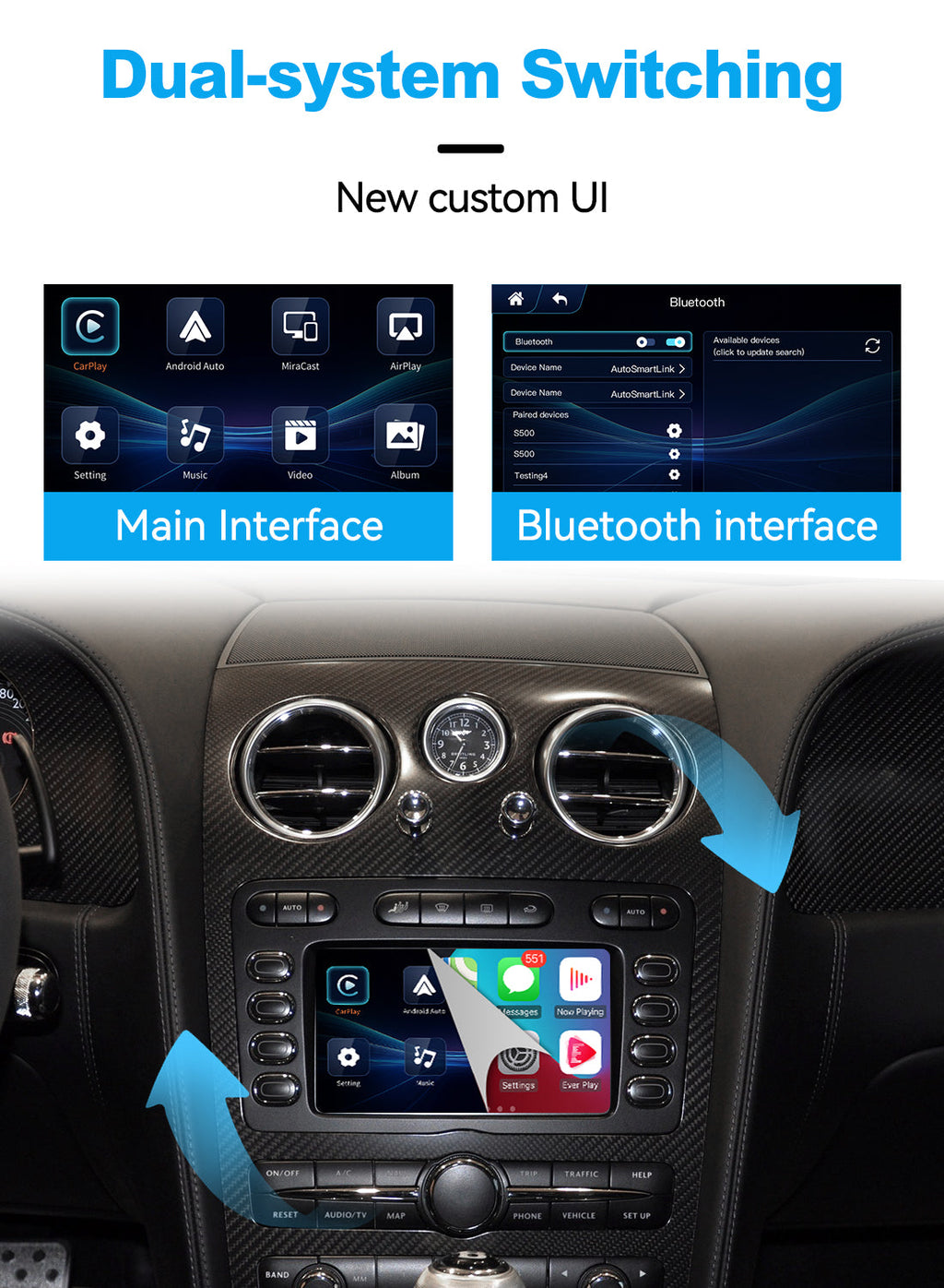 Joyeauto Wireless CarPlay & Android Auto Interface for Bentley Continental/Flying Spur (2004-2011) | AirPlay Mirror Link | Plug & Play Upgrade (WZBT-0)
