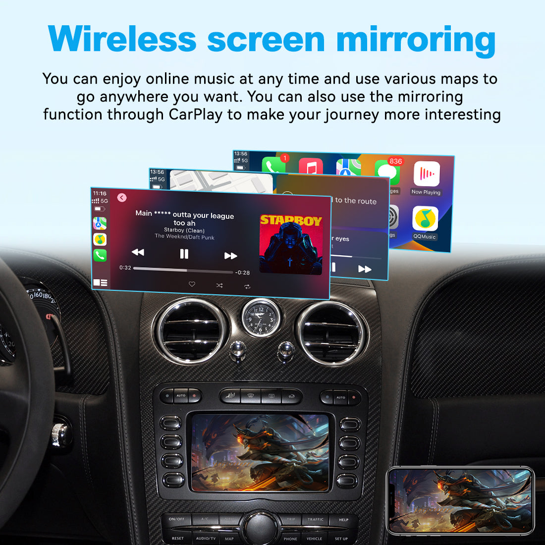 Joyeauto Wireless CarPlay & Android Auto Interface for Bentley Continental/Flying Spur (2004-2011) | AirPlay Mirror Link | Plug & Play Upgrade (WZBT-0)