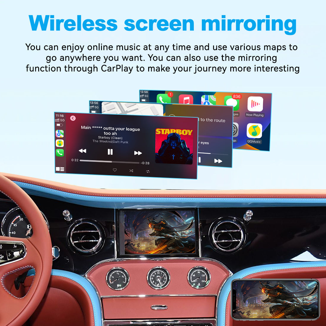 (WZBT-2) JoyeAuto Wireless Apple Carplay AirPlay Android Auto Interface for 2011-2020 Bentley Mulsanne Mirror-link Plug and Play - detail 8