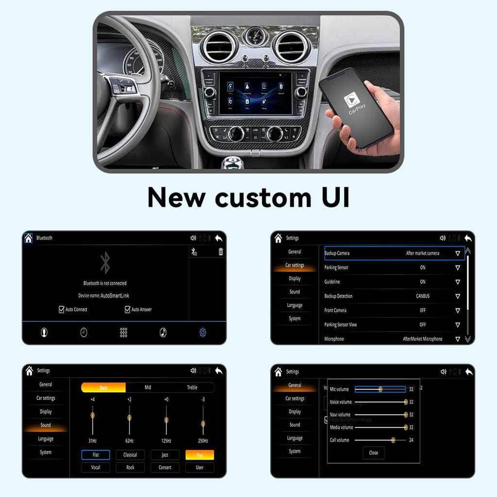 Wireless Apple CarPlay Android Auto Interface for Bentley Bentayga 2016-2019 | AirPlay iOS Android Mirror Link Plug & Play Retrofit Module(WZBT-3)