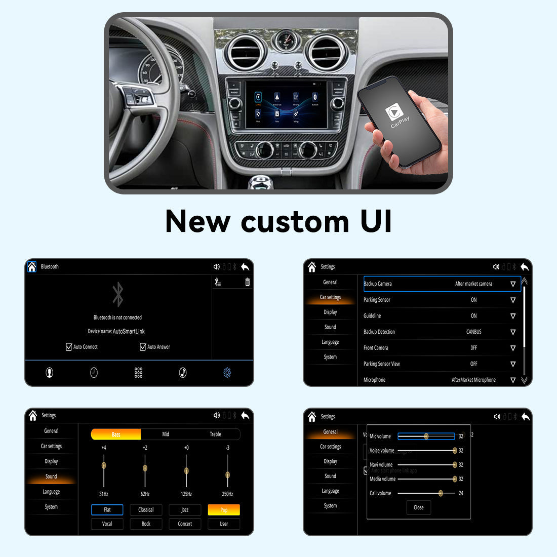 Wireless Apple CarPlay Android Auto Interface for Bentley Bentayga 2016-2019 | AirPlay iOS Android Mirror Link Plug & Play Retrofit Module(WZBT-3)