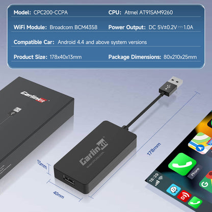 Carlinkit CCPA USB Dongle for Aftermarket Android Screen Head Unit with  Wireless CarPlay Android Auto and Mirroring Function